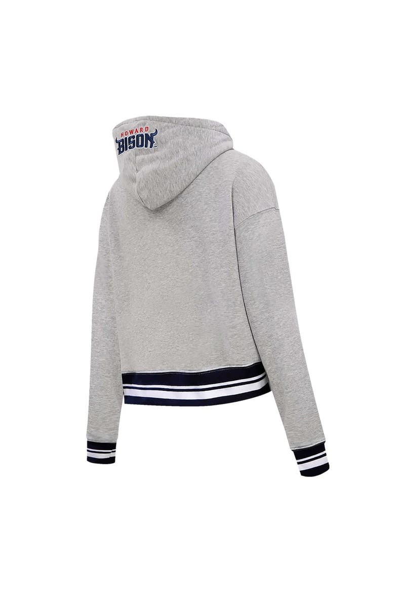 Women's Pro Standard Heather Gray Howard Bison Script Tail Fleece Cropped Pullover Hoodie, Alternate, color, Heather Gray