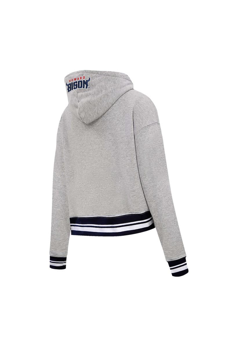 PRO STANDARD Women's Pro Standard Heather Gray Howard Bison Script Tail Fleece Cropped Pullover Hoodie, Alternate, color, 