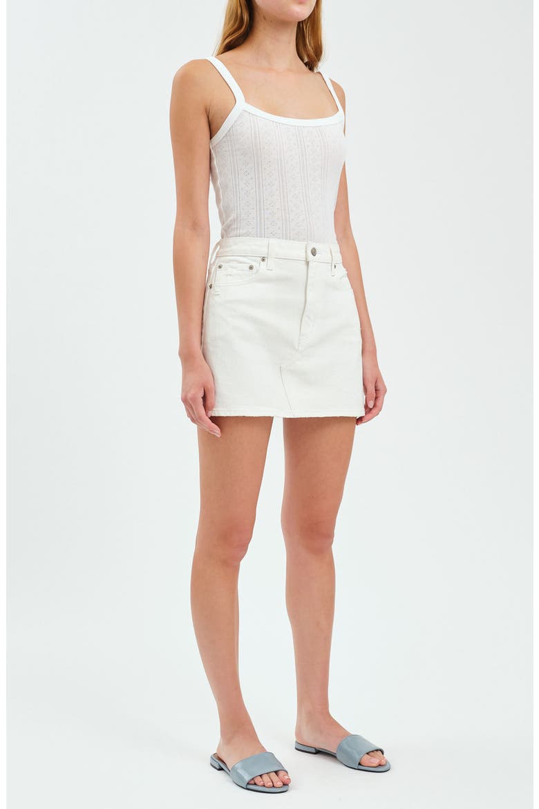 Malibu Distressed Cutoff Denim Miniskirt, Alternate, color, SWAN VINTAGE