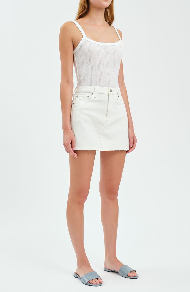 DAZE Malibu Distressed Cutoff Denim Miniskirt, Alternate, color, Swan Vintage
