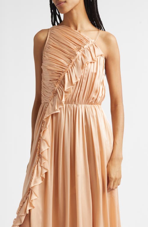 Ulla Johnson Aisha One Shoulder Pleated Asymmetrical Maxi Dress In Brown