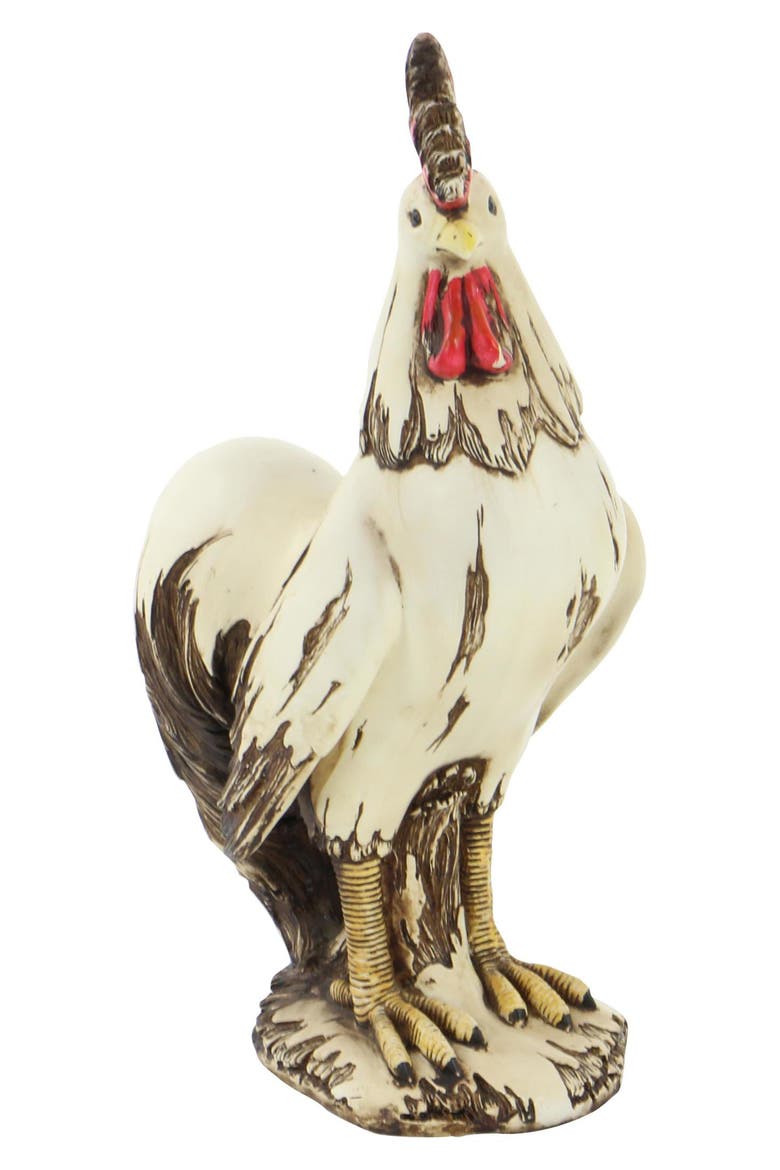 Farmhouse Polystone Rooster Statue, Alternate, color, WHITE