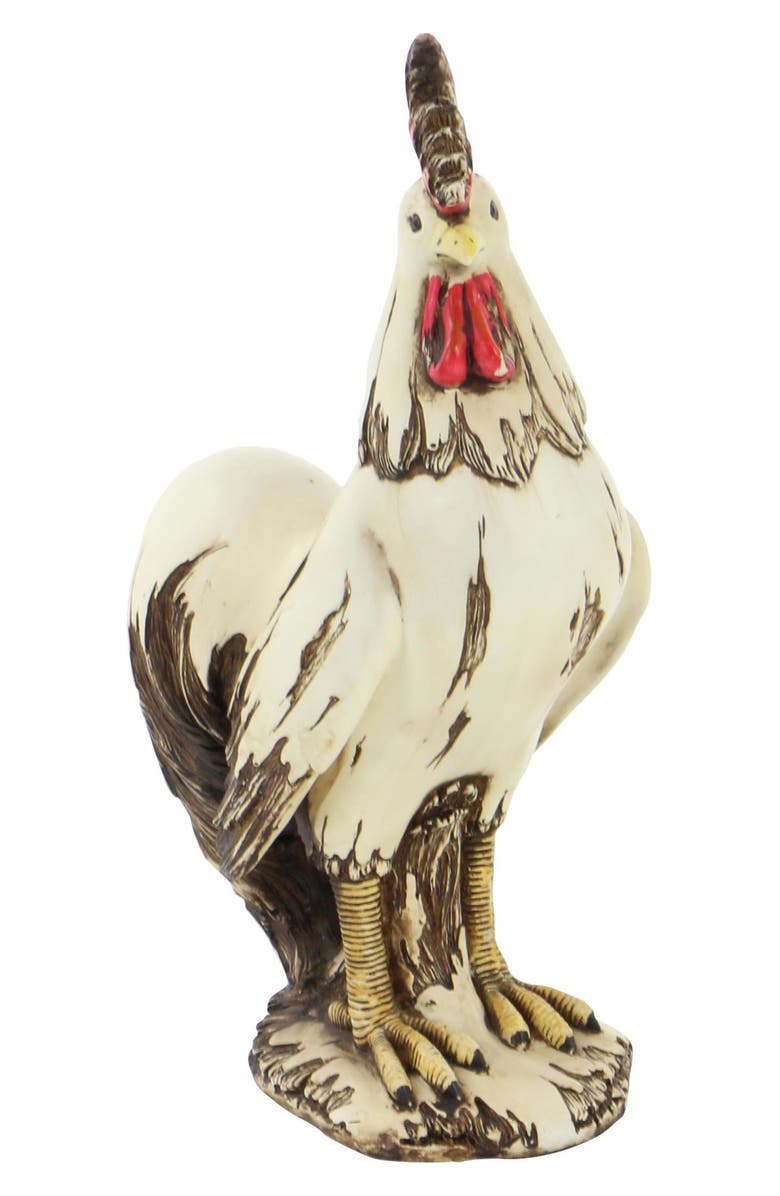 UMA Farmhouse Polystone Rooster Statue, Alternate, color, White