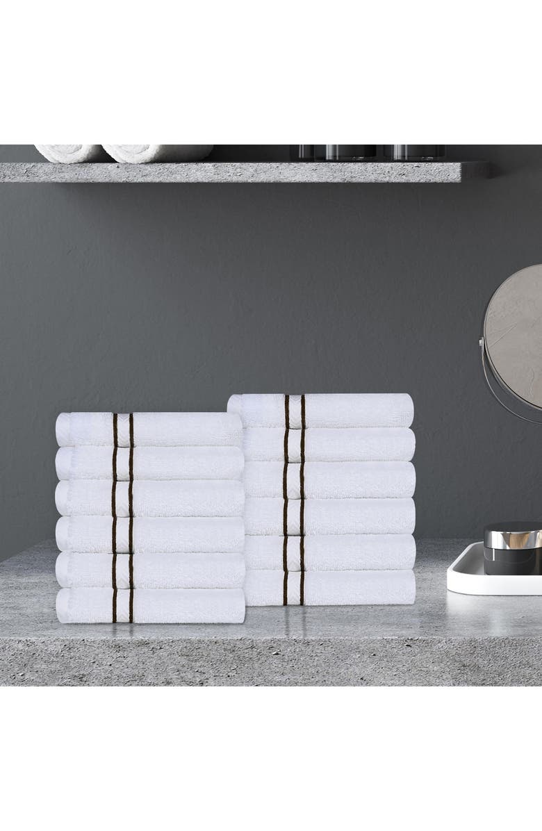 Superior 12-Piece Turkish Cotton Washcloths, Alternate, color, Chocolate