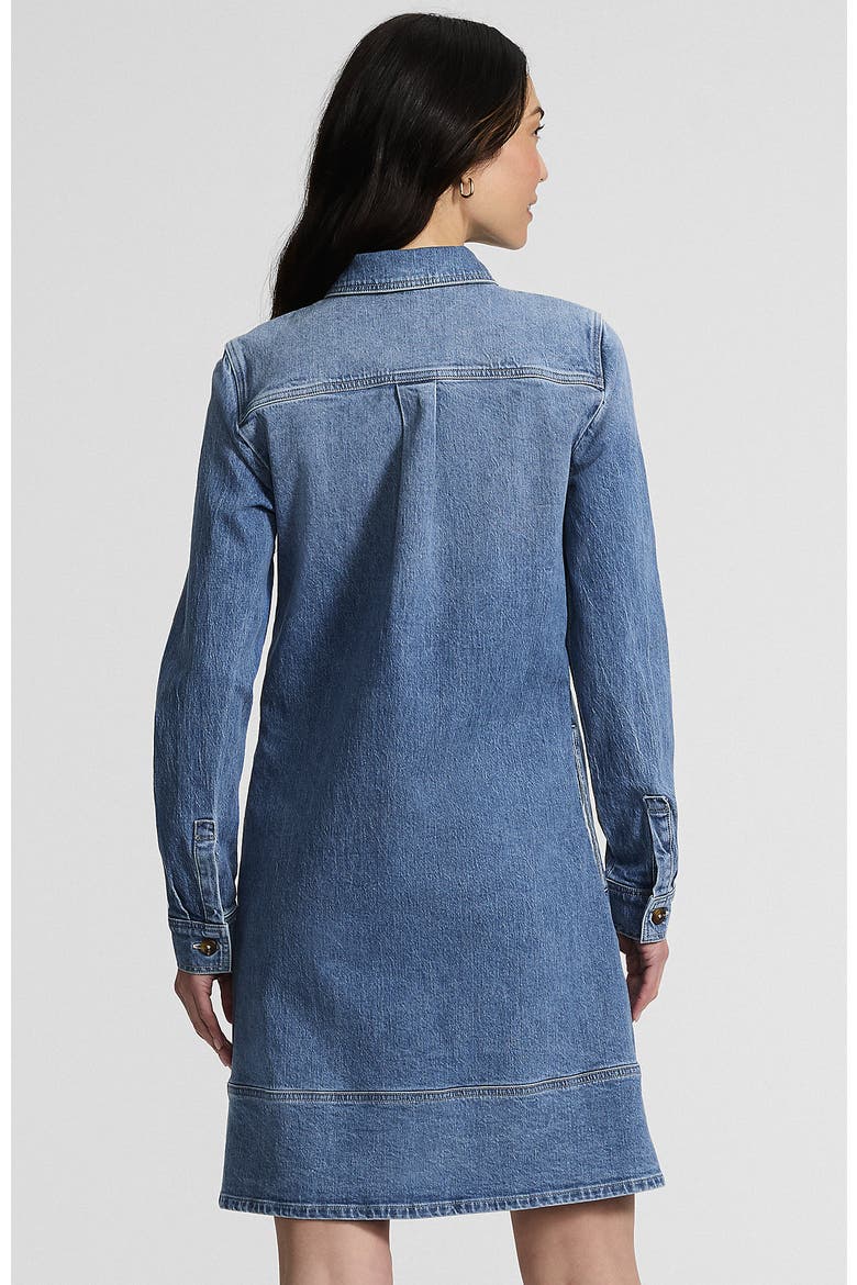 Tall Soft Denim Popover Long Sleeve Shirt Dress, Alternate, color, Lake Blue Wash
