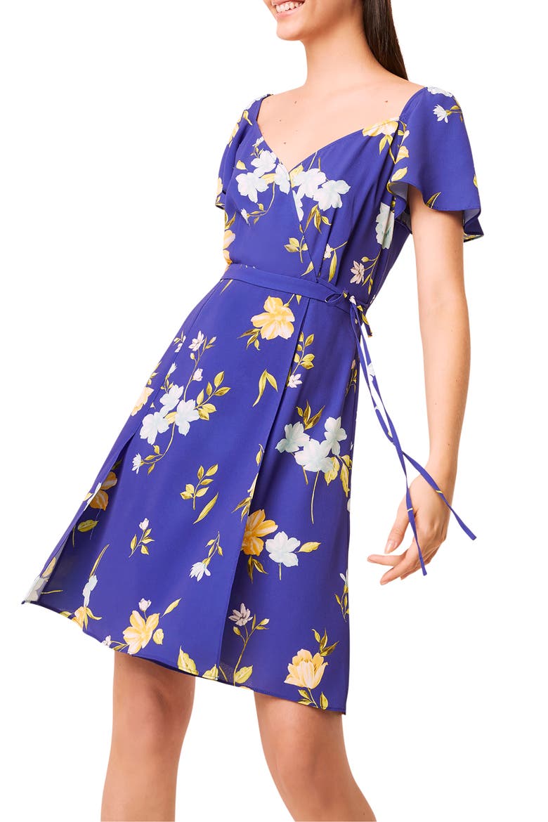 Eme Crepe Faux Wrap Dress, Alternate, color, CLEMENT BLUE MULTI