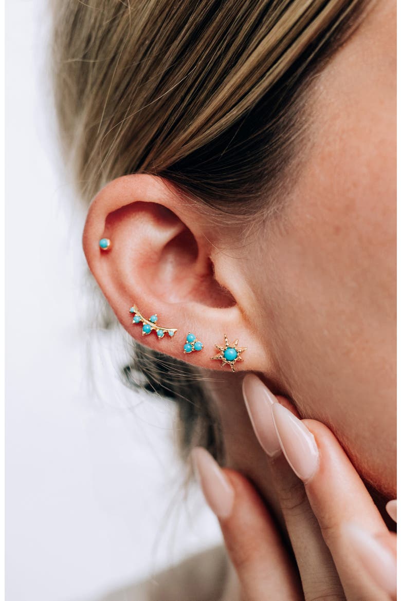 Clo Turquoise Trio Single Stud Earring, Alternate, color, TURQUOISE/ AQUA
