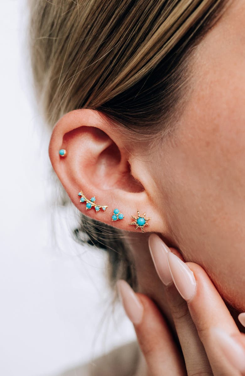 Anzie Clo Turquoise Trio Single Stud Earring, Alternate, color, Turquoise/ Aqua
