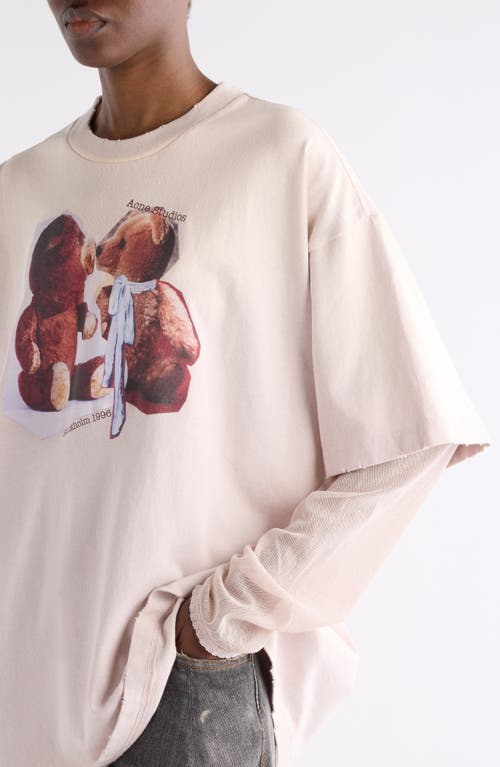 Acne Studios Pink Violet Layered T-shirt With Print In Pink