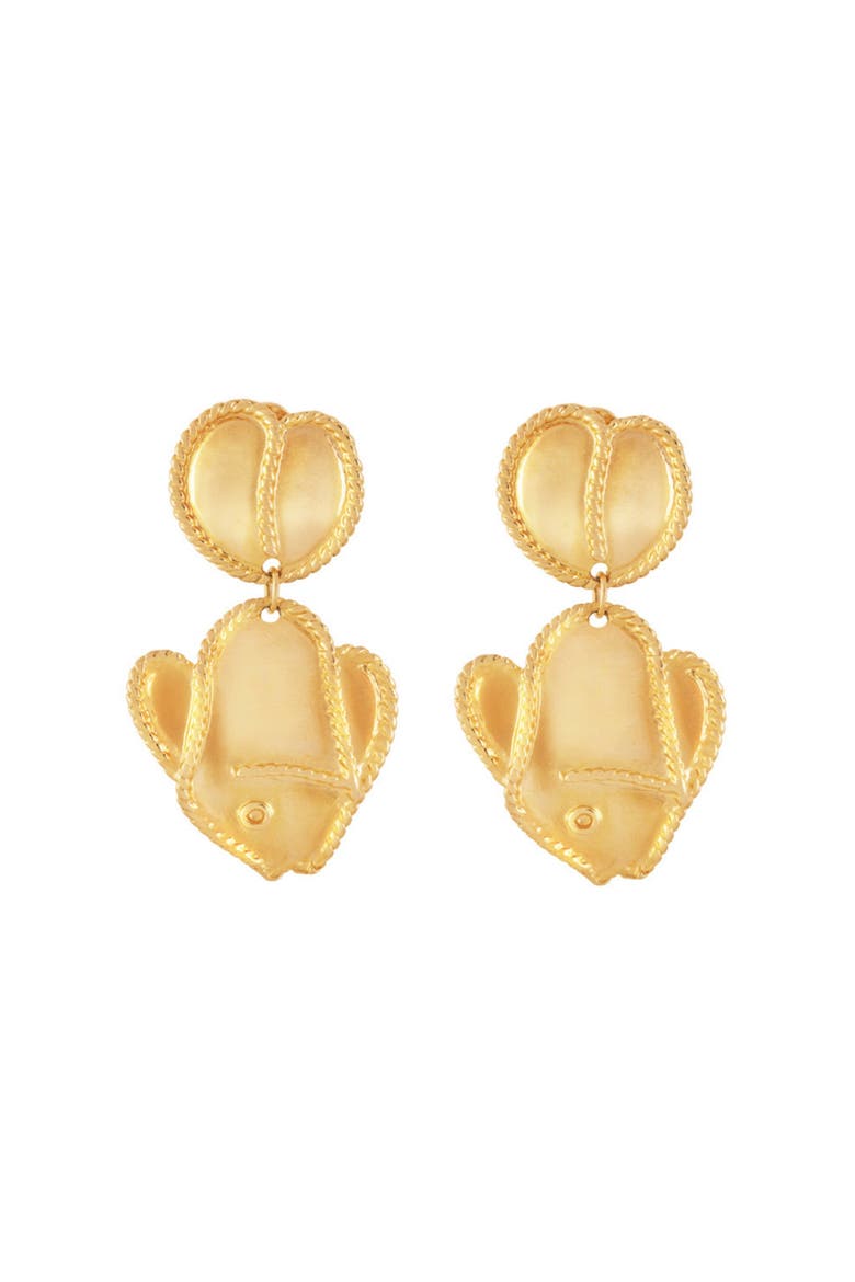 1980s Vintage Stylised Fish Clip-On Earrings, Main, color, Fish