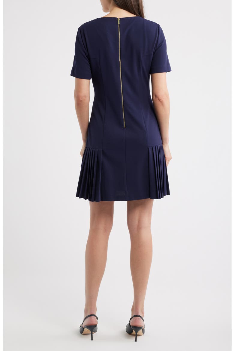 Pleat Detail Short Sleeve Dress, Alternate, color, NAVY