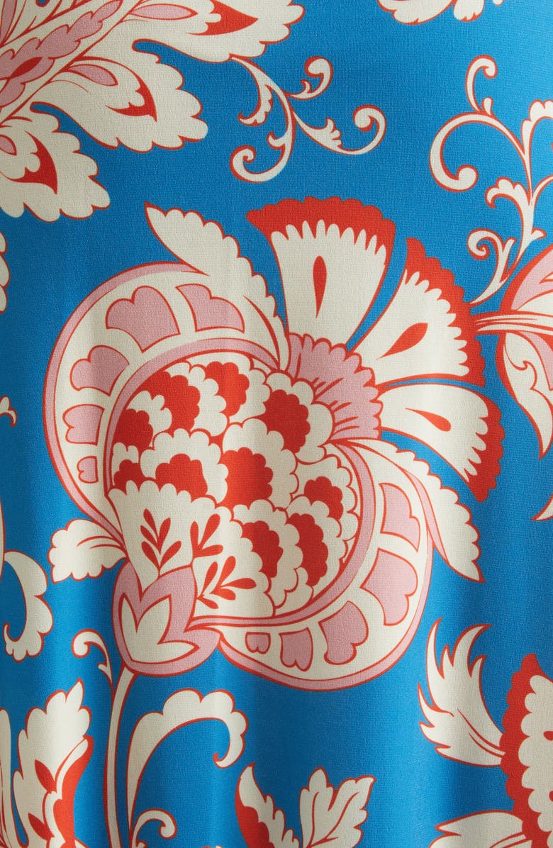 Etro Asymmetric Ruffle Hem Midi Dress, Alternate, color, Print On Pale Blue Base