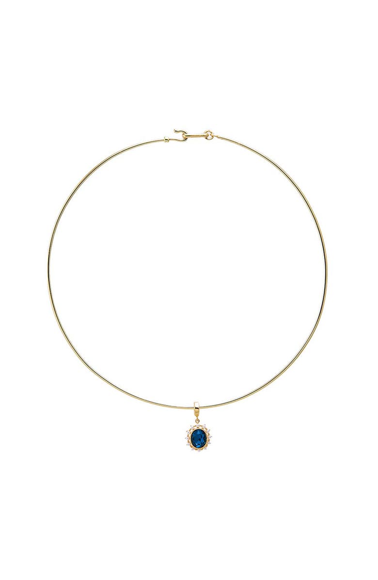 BY ADINA EDEN Midnight Blue CZ Halo Thin Wire Choker Necklace, Main, color, Sapphire Blue