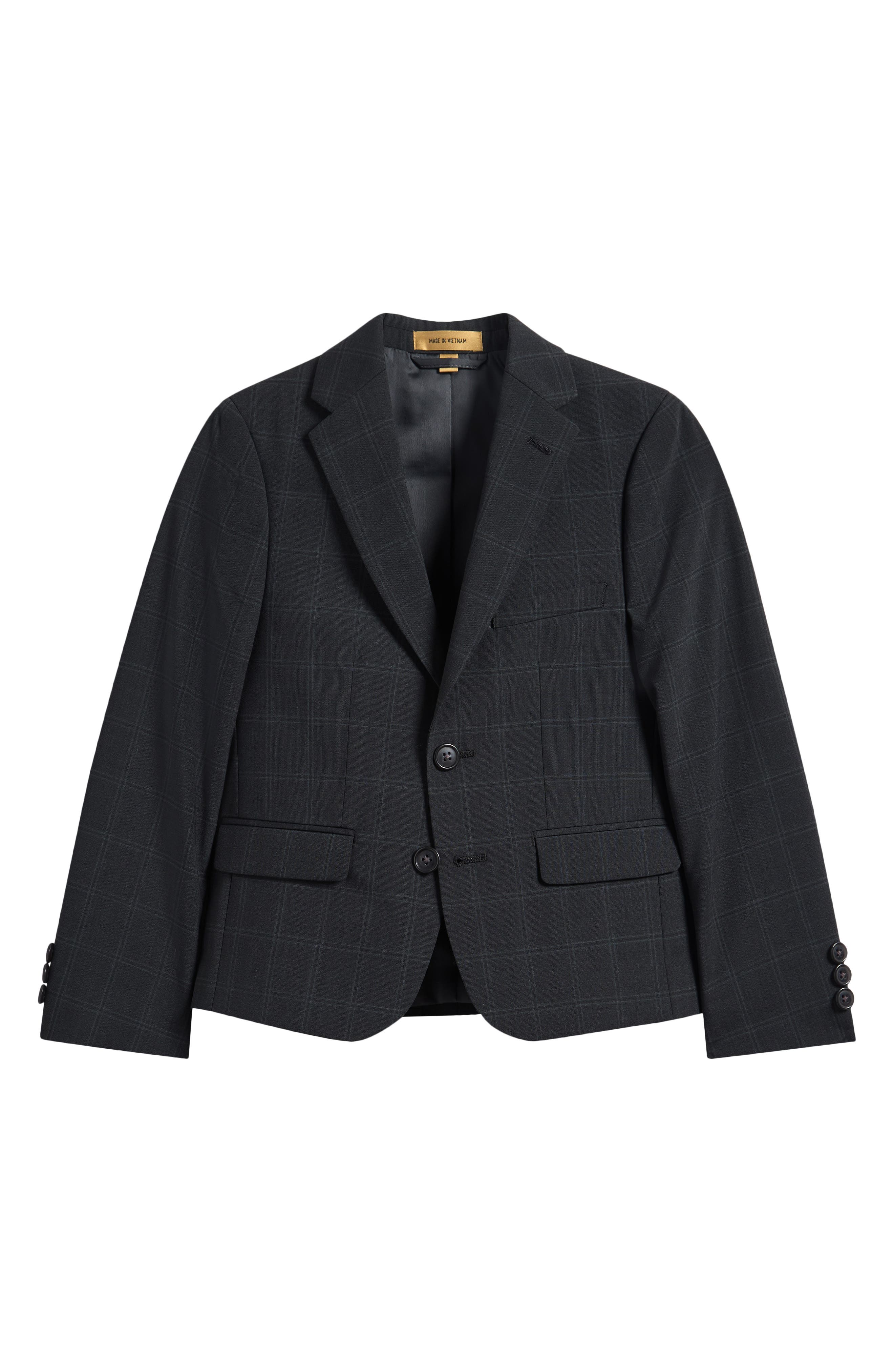 Kids' Windowpane Check Wool Blend Blazer