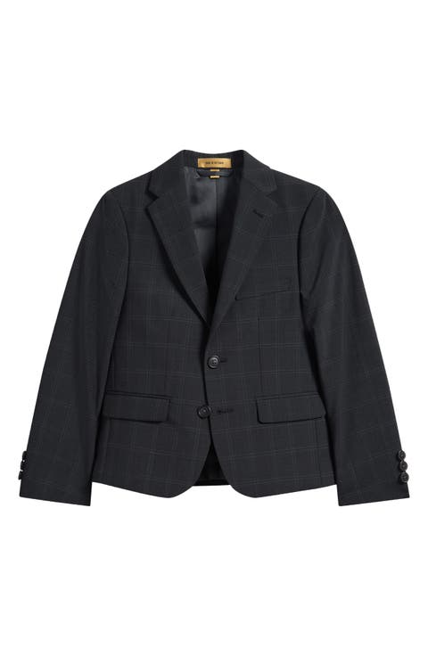 Kids' Windowpane Check Wool Blend Blazer