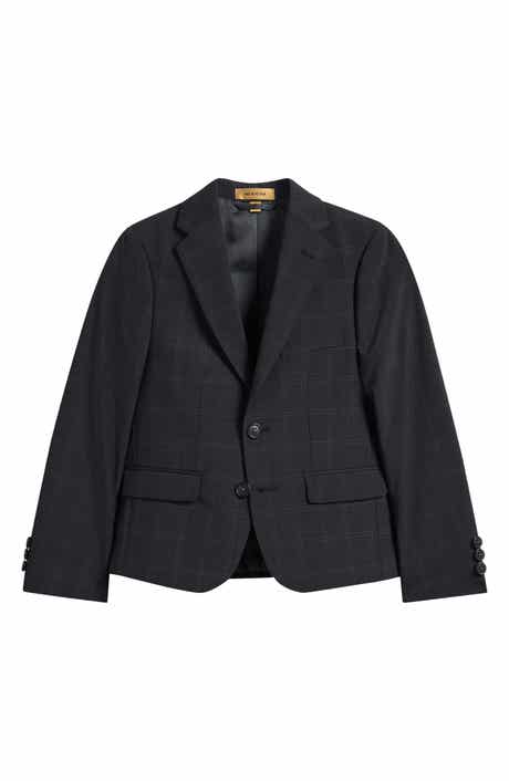 Kids' Windowpane Check Wool Blend Blazer