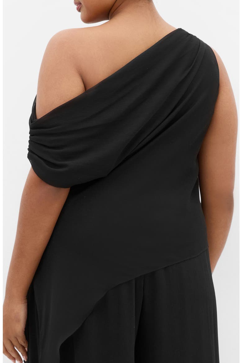 Skyla Asymmetric One-Shoulder Top, Alternate, color, BLACK