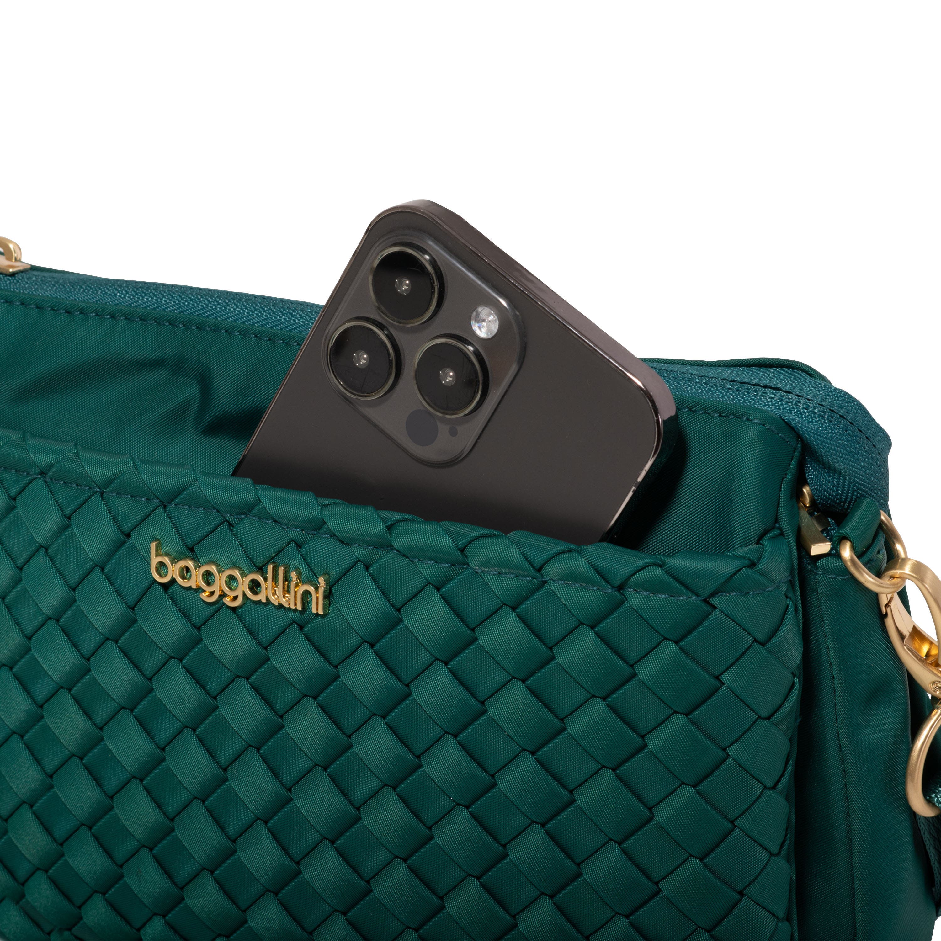 BAGGALLINI Perry Woven Crossbody, Alternate, color, Jade Woven Twill