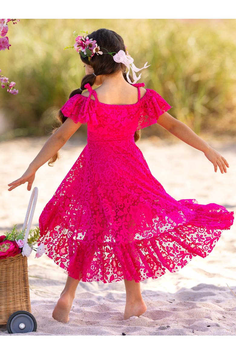 Girls Berry Beautiful Lace High Low Dress, Alternate, color, Pink
