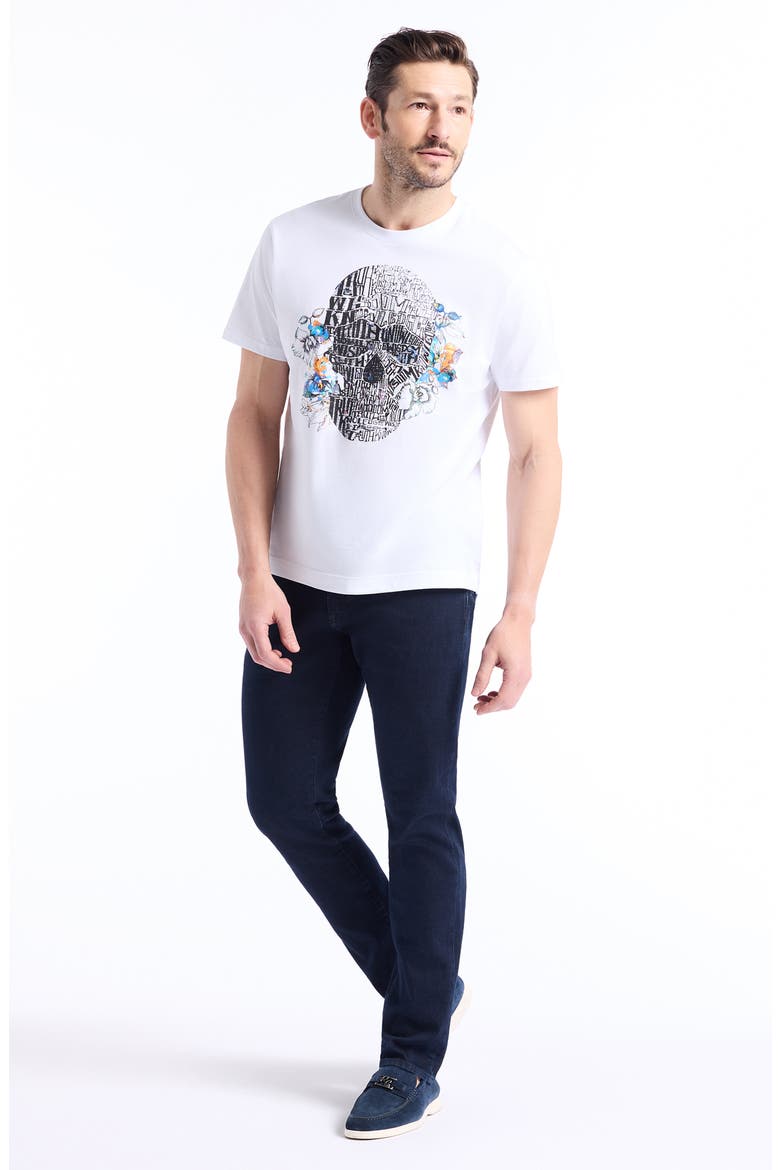 Floral Skull Graphic T-Shirt, Alternate, color, WHITE