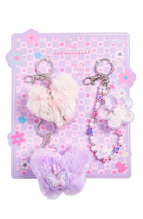 Capelli New York Kids' Set Of 3 Novelty Bag Charms In Pink