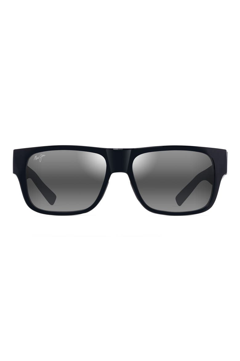 Keahi 56mm PolarizedPlus2® Rectangular Sunglasses, Main, color, BLACK
