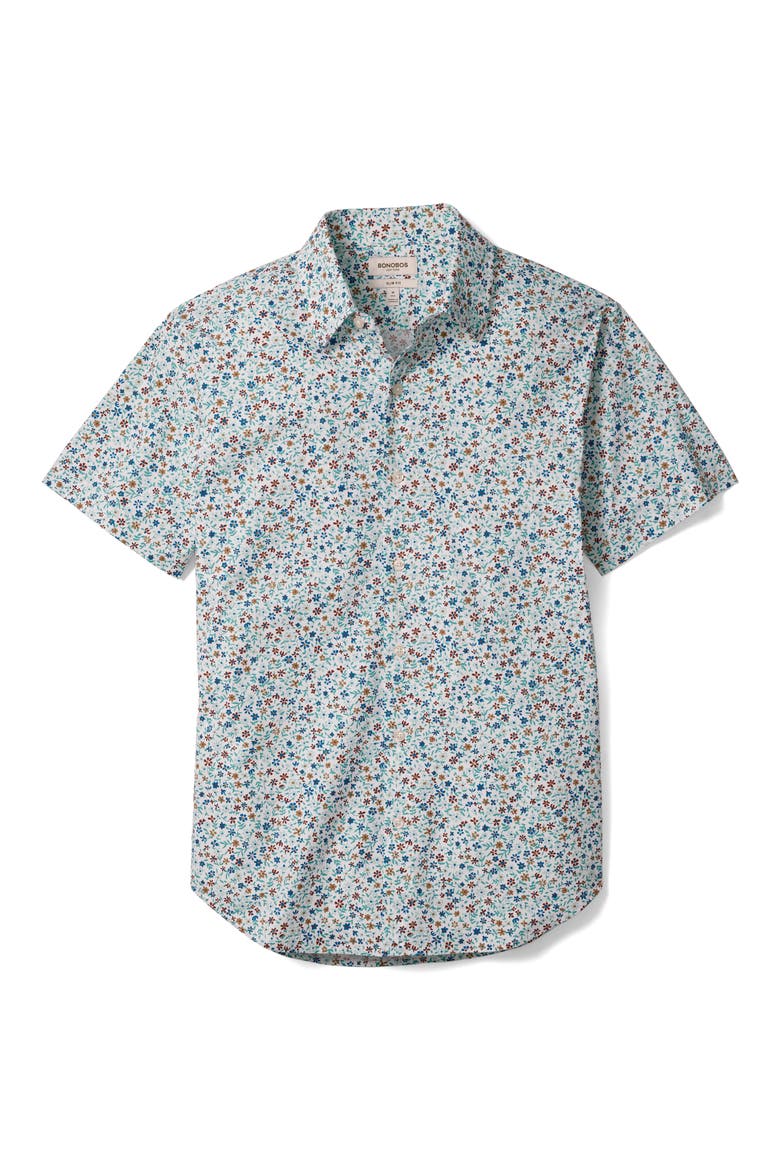 Riviera Floral Short Sleeved Stretch Cotton Shirt, Alternate, color, WHITE PRESCOTT FLORAL