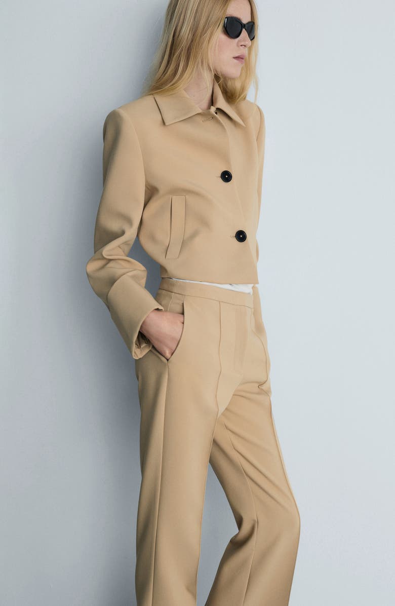 MANGO Stretch Flare Pants, Alternate, color, Medium Brown