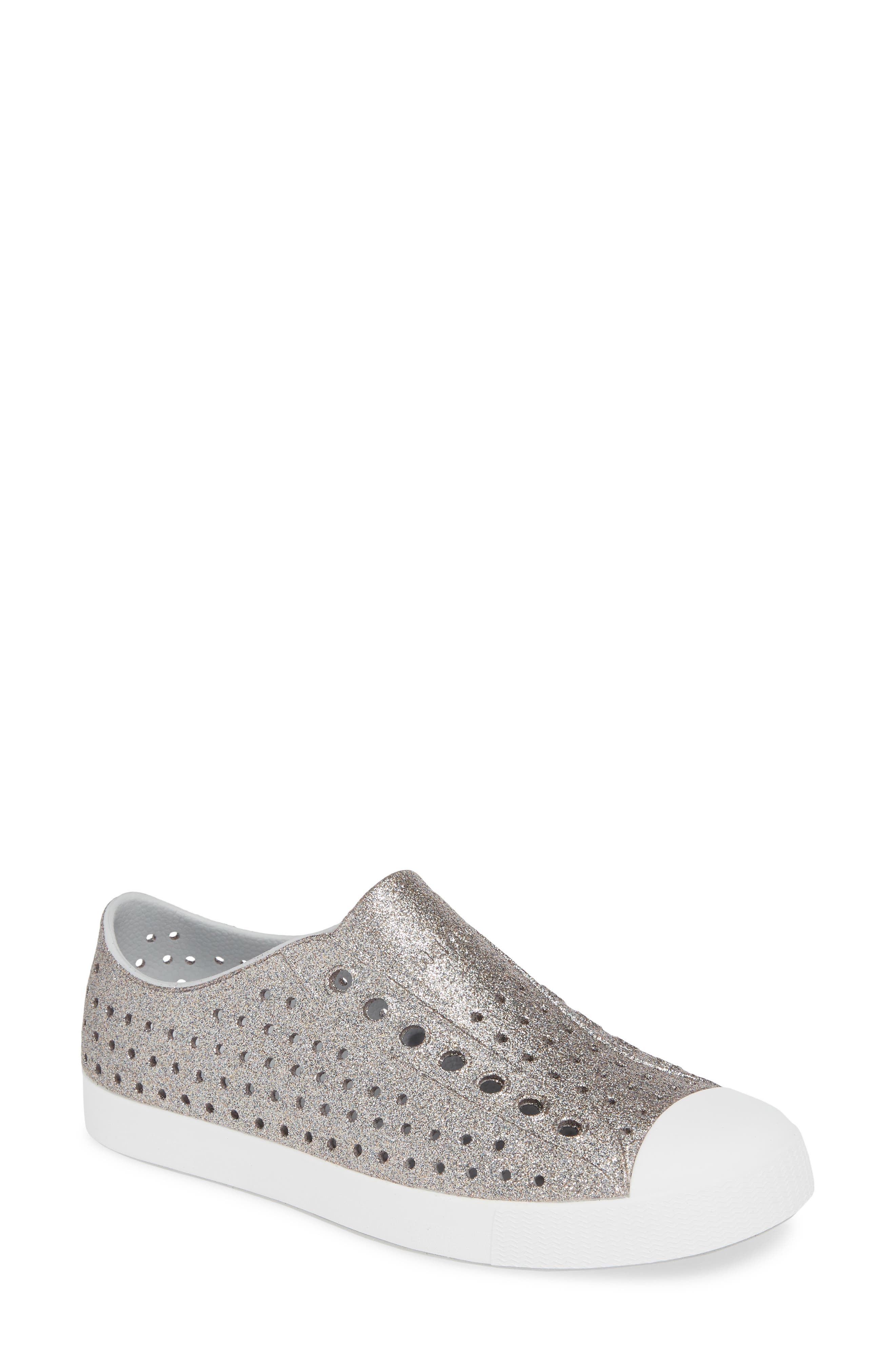 Native Shoes Jefferson Glitter Water Friendly Sneaker, Main, color, Mtlblng/Shlwht