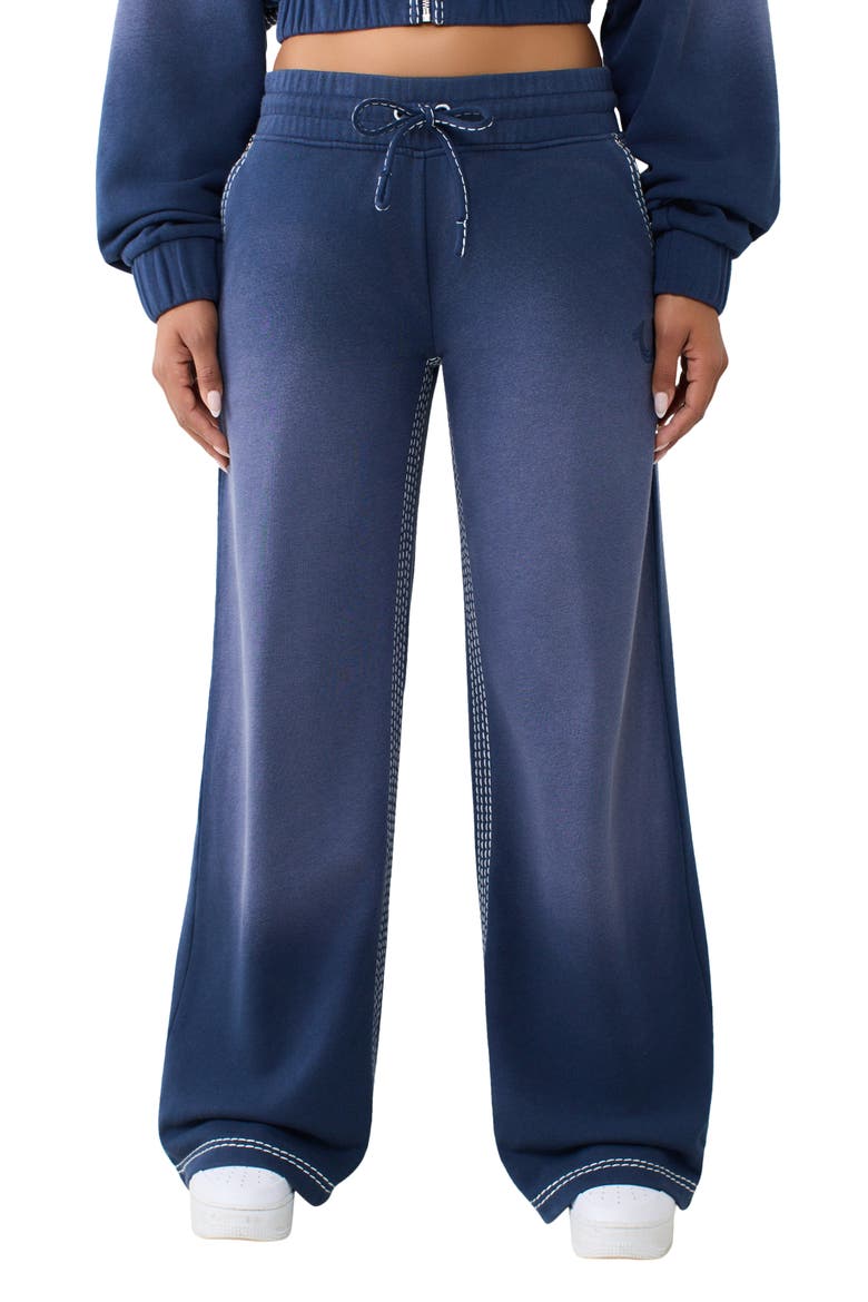 Super T Stitch Wide Leg Sweatpants, Main, color, MED INDIGO WASH WITH DRY PRCSS