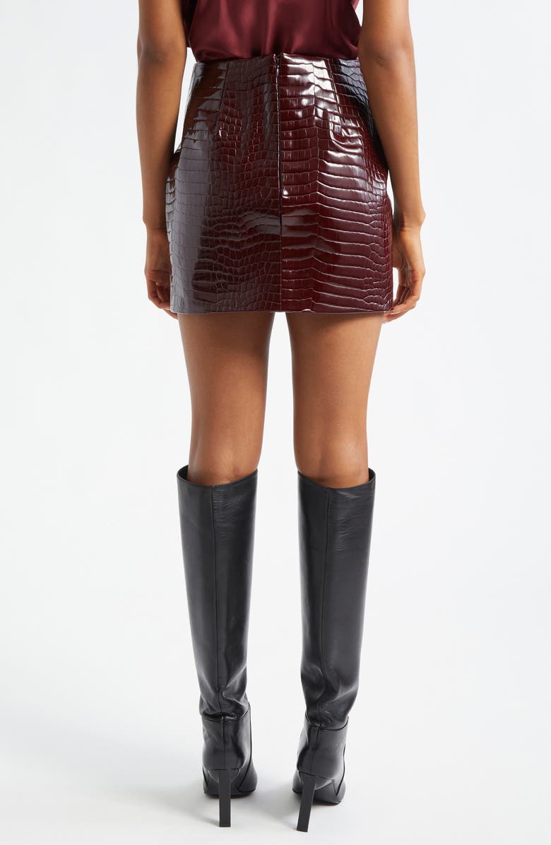 L'AGENCE Gerard Croc Embossed Faux Leather Miniskirt, Alternate, color, Dark Port Croc
