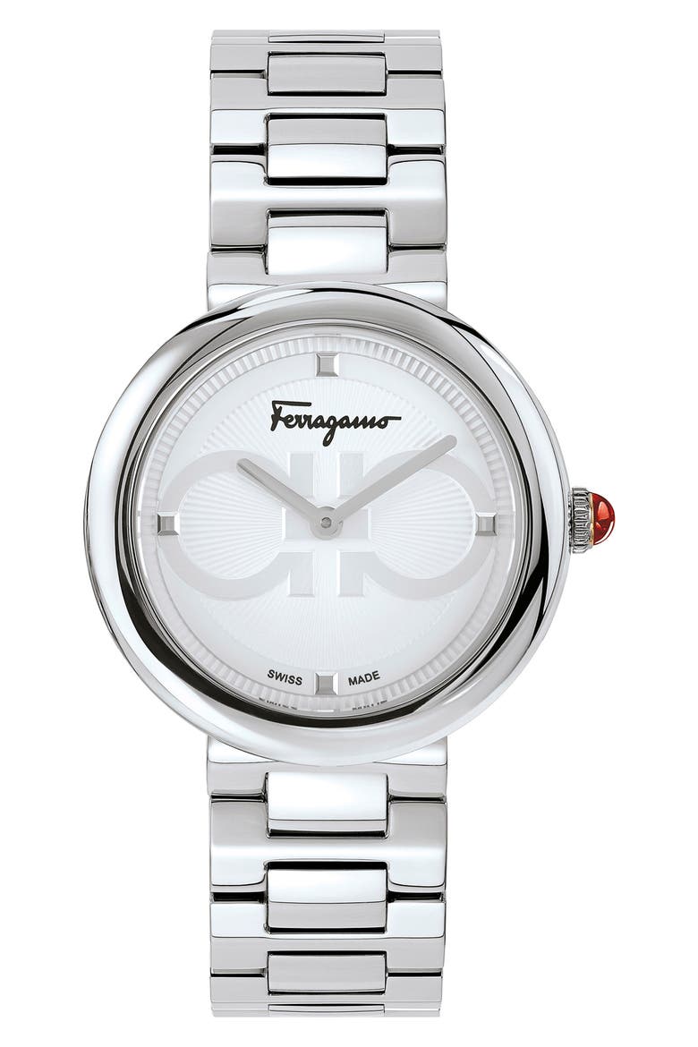 Salvatore Ferragamo Chic Bracelet Watch, 32mm, Main, color, SILVER