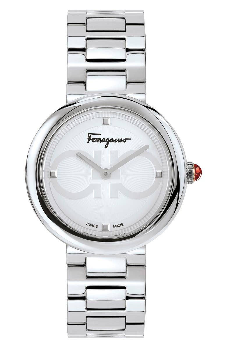 FERRAGAMO Salvatore Ferragamo Chic Bracelet Watch, 32mm, Main, color, Silver