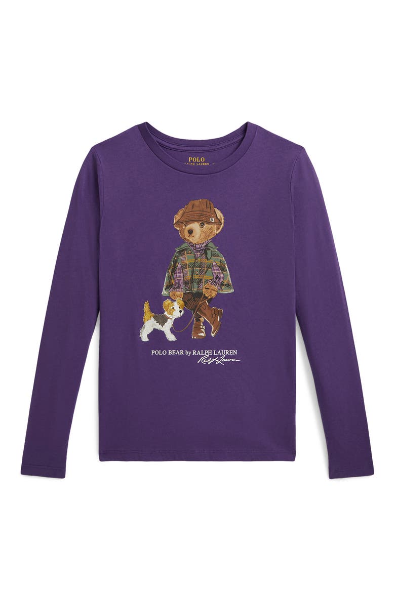Kids' Polo Bear Long Sleeve Graphic Tee, Main, color, PURPLE