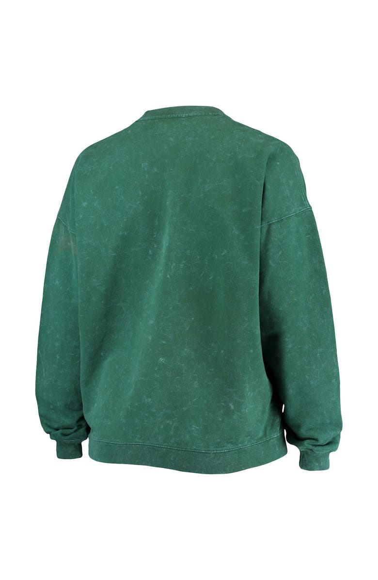 ZOOZATZ Women's ZooZatz Green Michigan State Spartans Garment Wash Oversized Vintage Pullover Sweatshirt, Alternate, color, Green