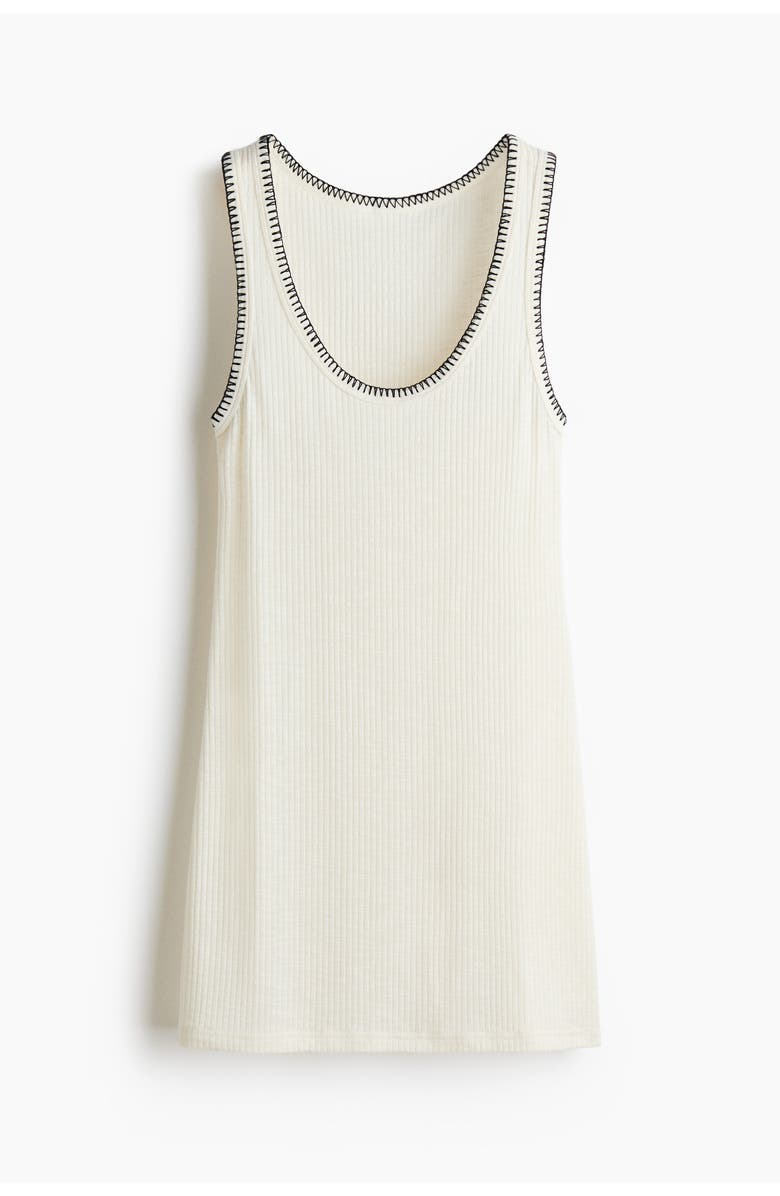 H&M Rib-knit Dress, Main, color, White/Black