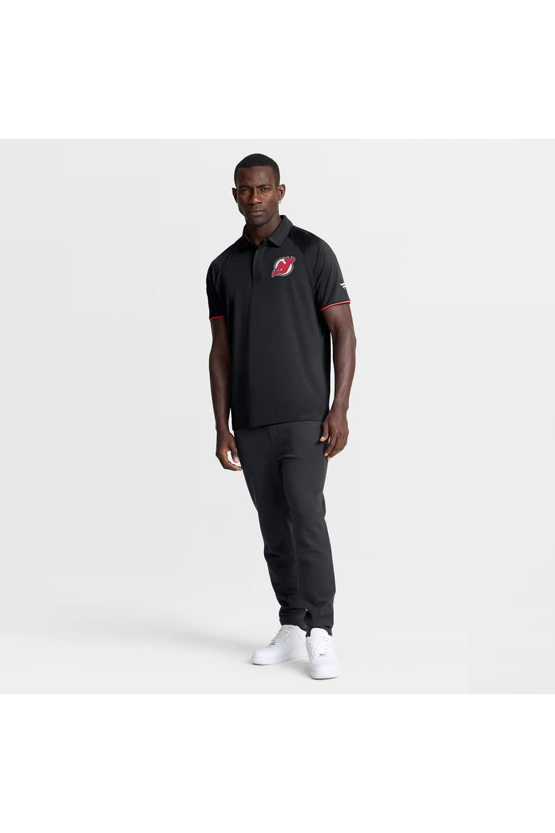 Men's Fanatics Black New Jersey Devils Authentic Pro Rink Raglan Polo, Alternate, color, Black