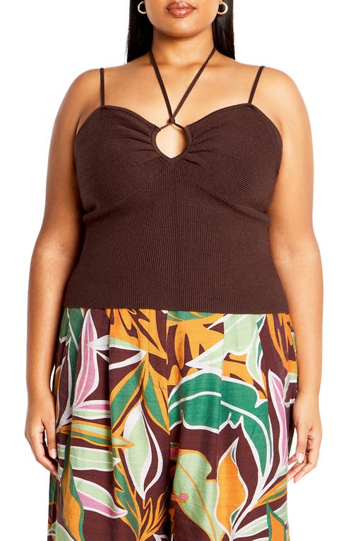 City Chic Jez Rib Strappy Camisole In Brown