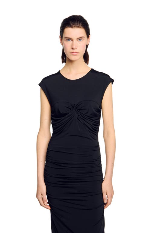 Sandro Draped Maxi Dress In Black