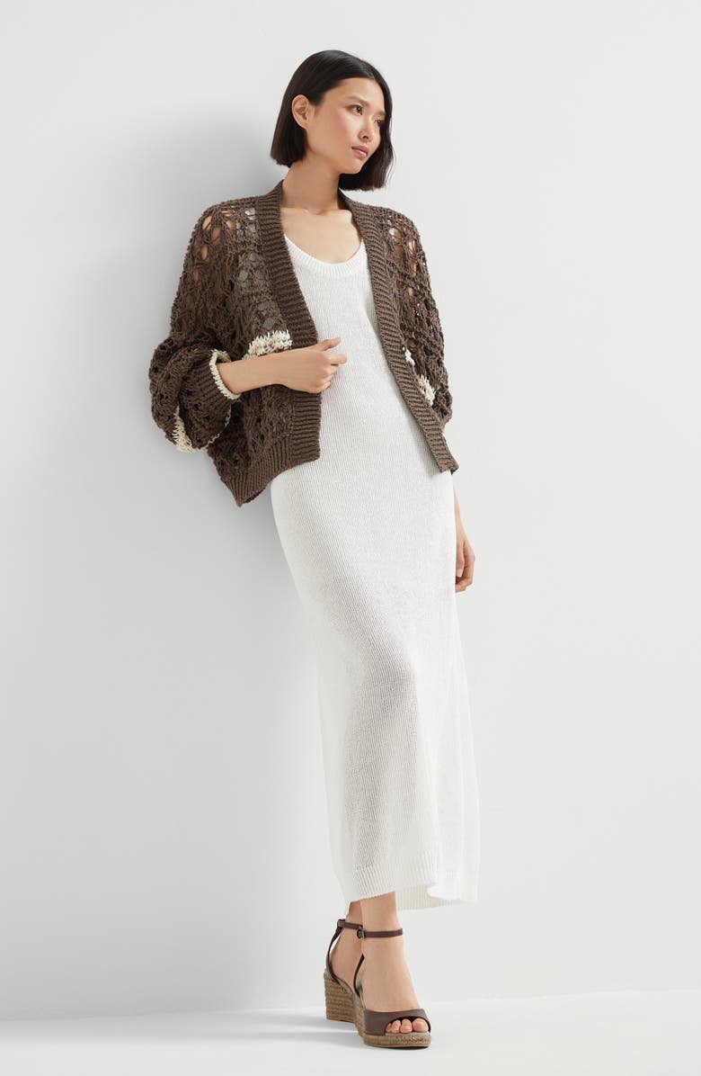 Brunello Cucinelli Linen and silk Diamond yarn dress, Alternate, color, 