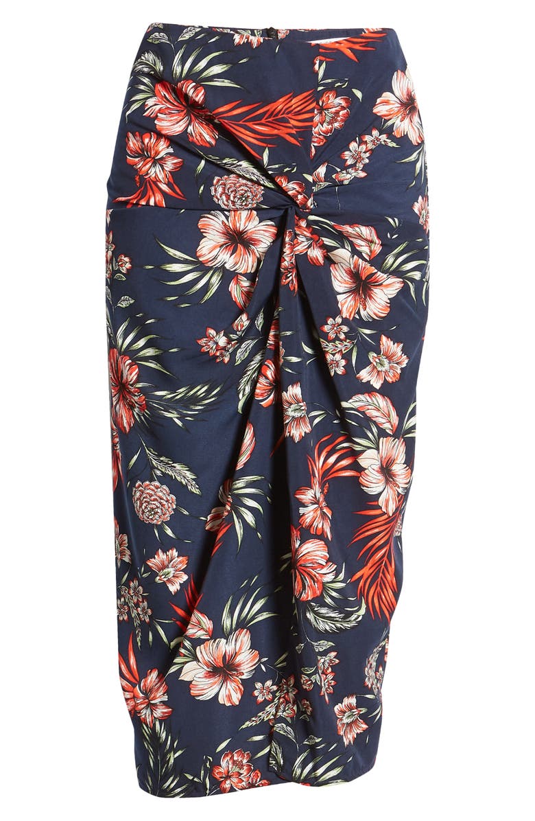 Stateside Hawaiian Floral Print Twist Skirt, Alternate, color, 