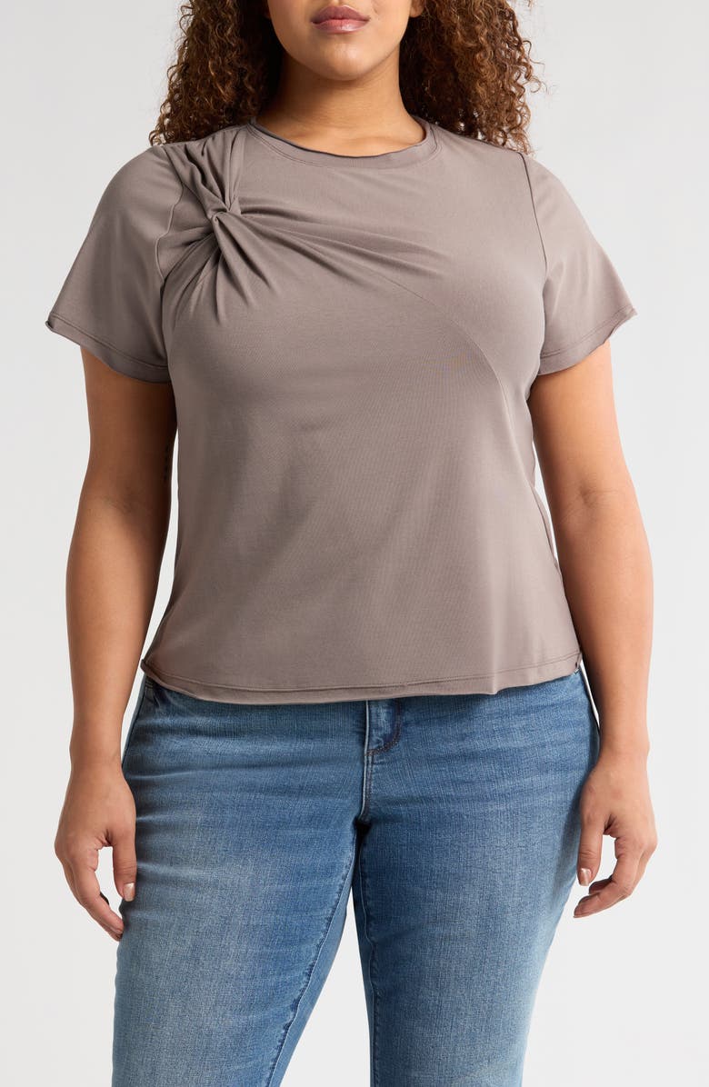 Wit & Wisdom Twist Accent Top, Main, color, Oyster Mushroom