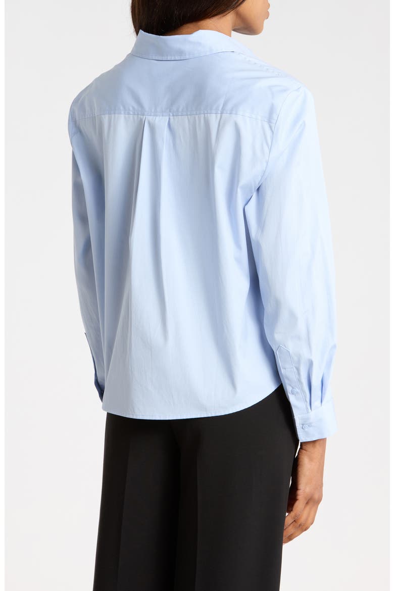 Cropped Poplin Button-Up Shirt, Alternate, color, BLUE STRATA