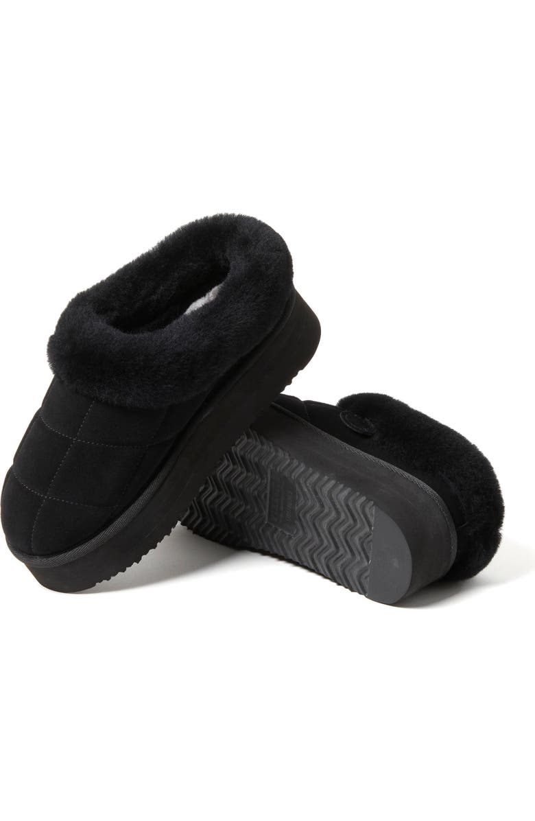 DEARFOAMS Fireside Bendigo Genuine Shearling Quilted Platform Clog Slipper, Alternate, color, Black