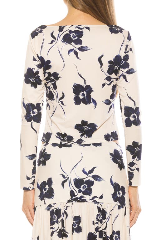 Alexia Admor Dahlia Boat Neck Top In Blue Floral