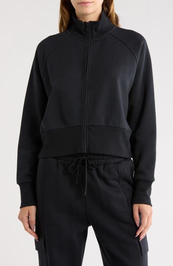 Z By Zella Feather Fleece Track Jacket In Black