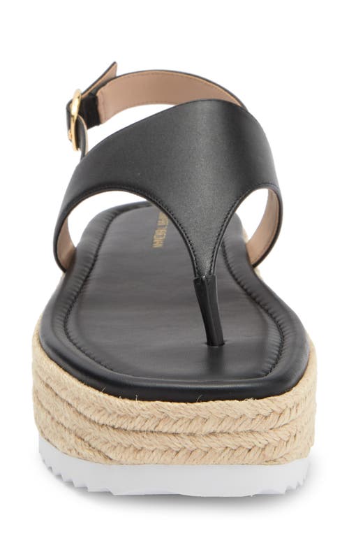 Stuart Weitzman Mel Leather Espadrille Flatform Sandal In Black