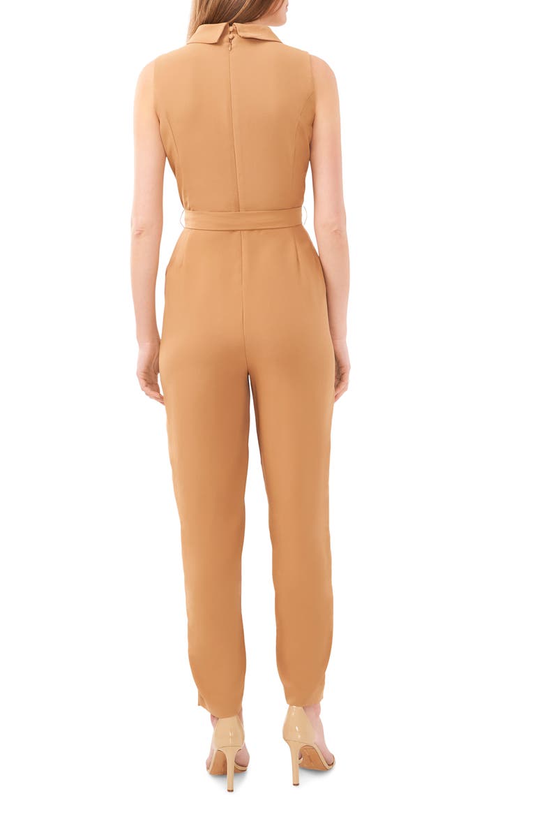 Tie Waist Surplice V-Neck Jumpsuit, Alternate, color, TRUFFLE BROWN