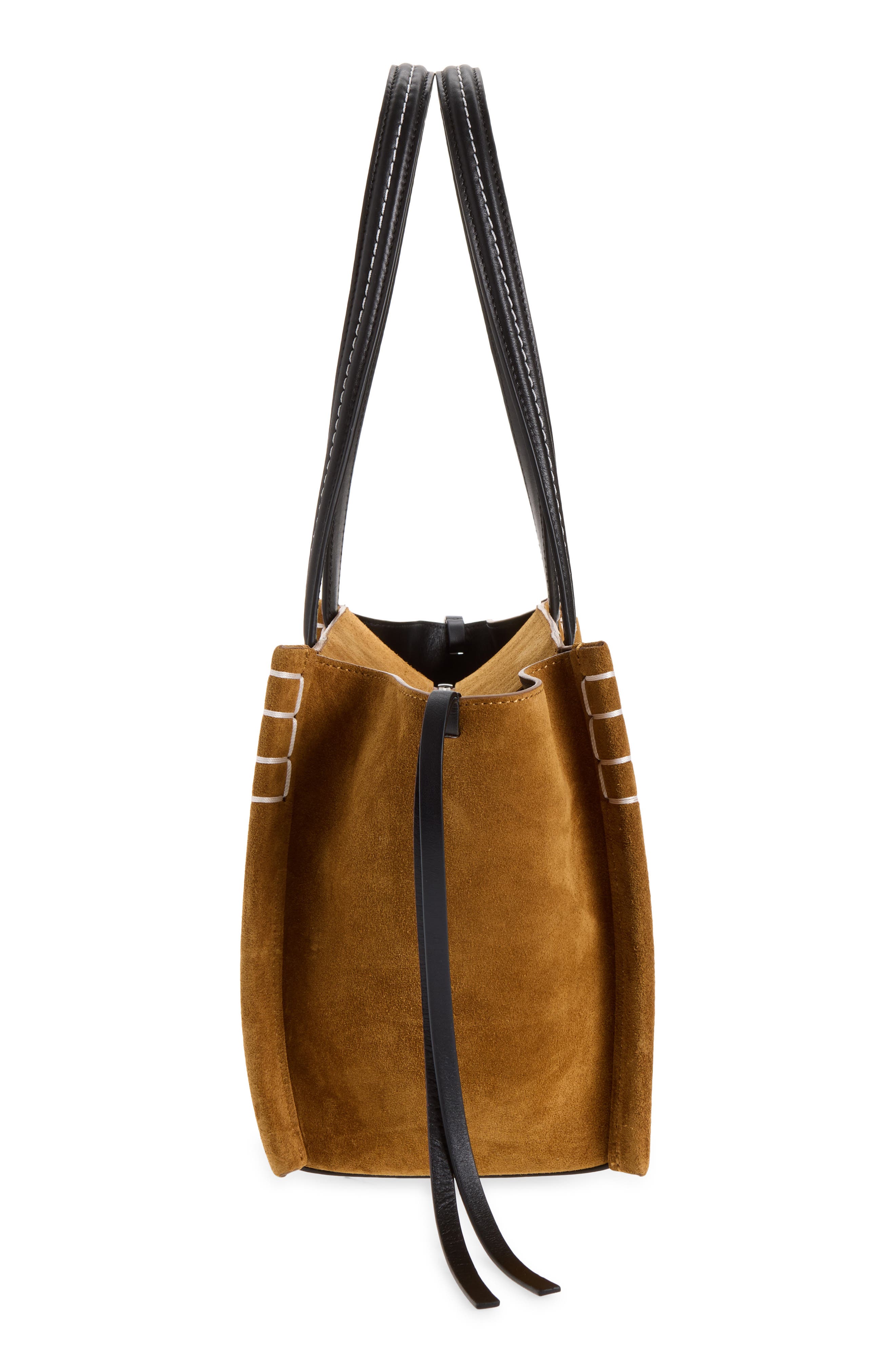 Elongated Loafer Cabas Leather Tote, Alternate, color, CARAMEL/ BLACK 269