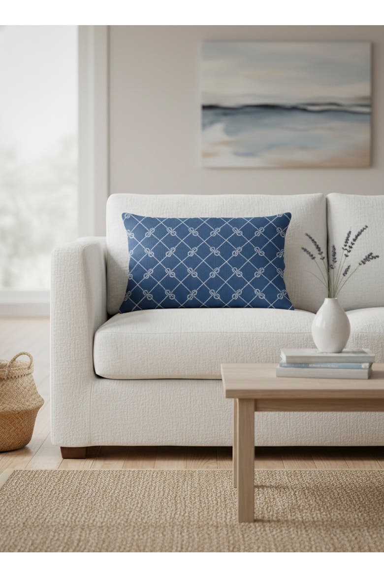 Captains Knots Linen Pillow with Down Insert, Alternate, color, Navy Blue